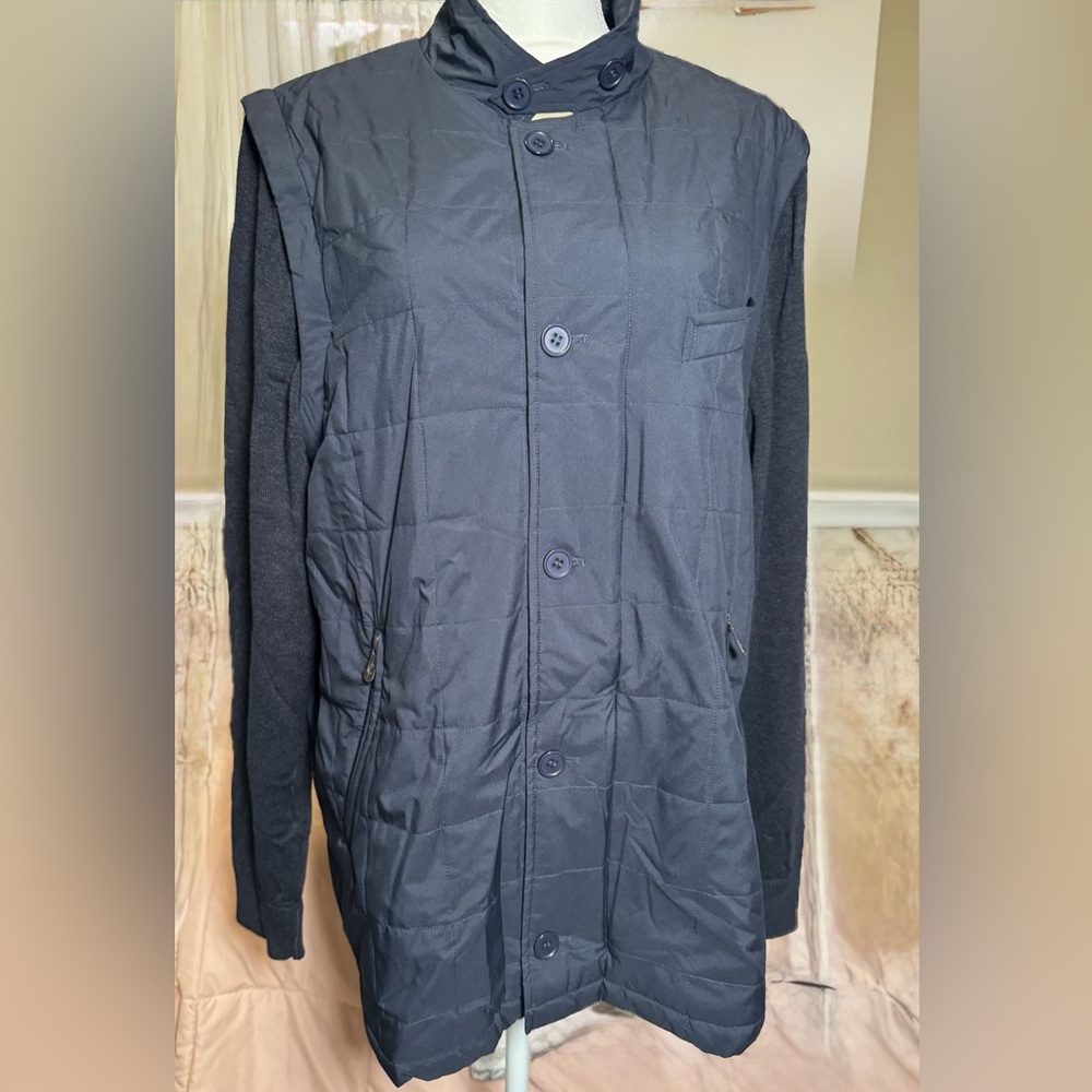 NWOT RYE 51 Men’s SZ 46 limited Navy Button-Up Jacket removable sweater sleeves